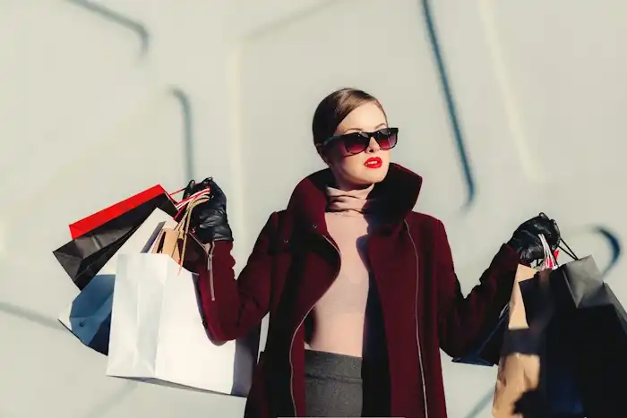 Shopper holding bags